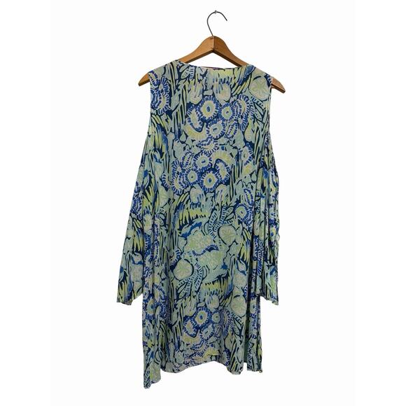 Lilly Pulitzer Benicia Open Shoulder Dress V Neck Rayon Resort Wear Beach Large - Picture 6 of 8